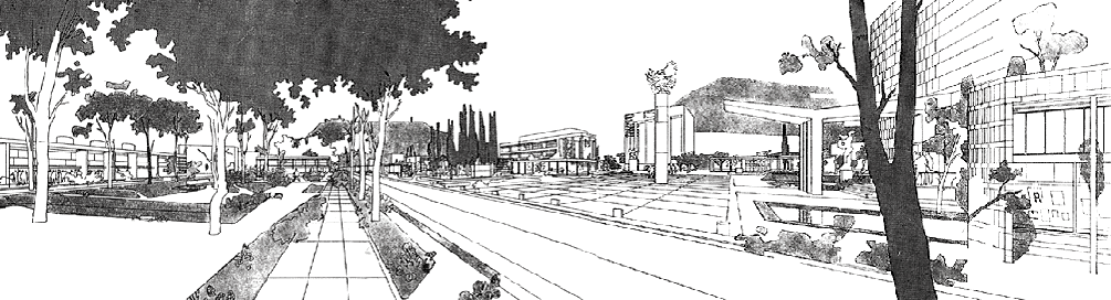 Perspective of the main road in Nova Gorica, Project of Nova Gorica, Edvard Ravnikar, 1949